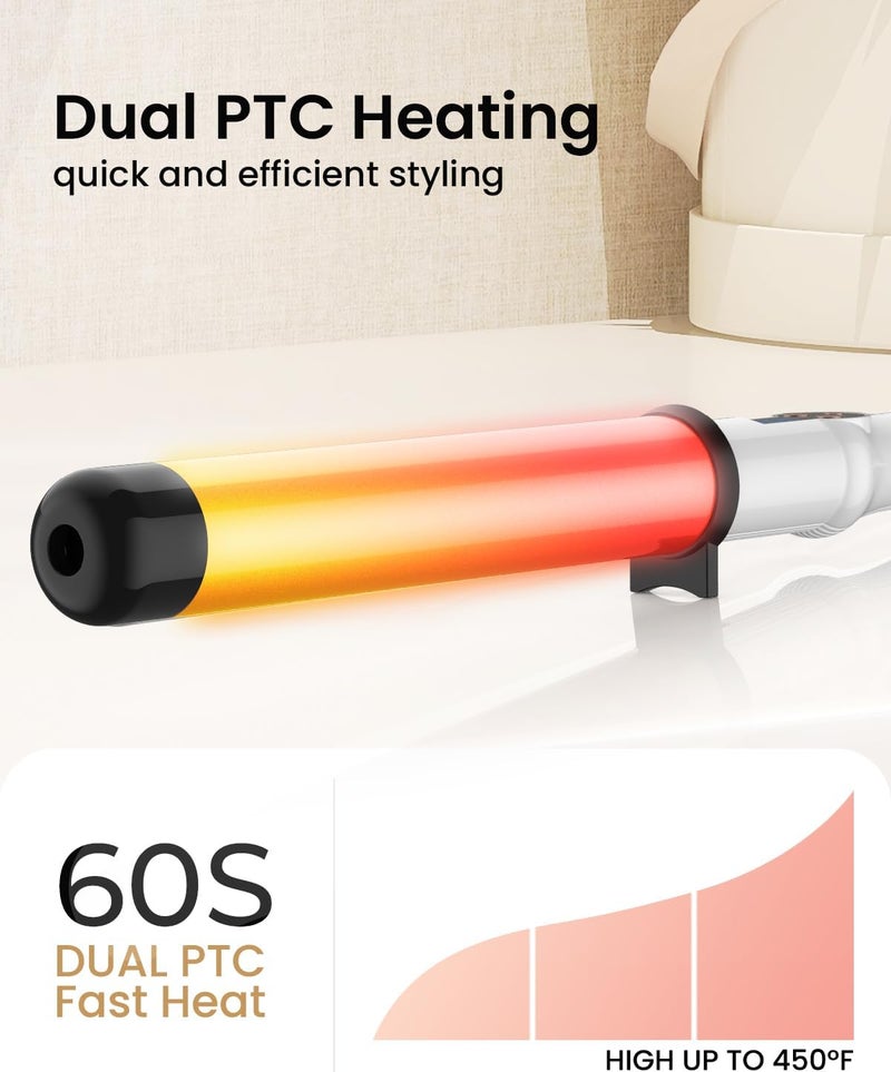 Hoson 1 1/2 Inch Large Curling Wand for Long Hair, 1.5 Inch Ceramic Extral Long Barrel Curling Wand Professional Dual Voltage, Adjustable Temperature - Image 4